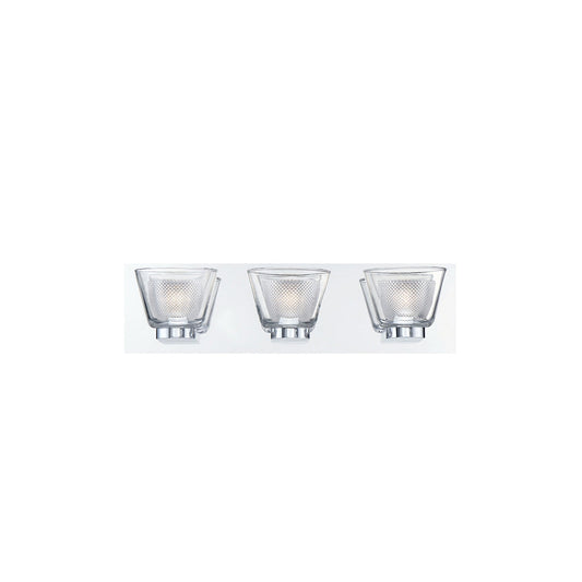 Eurofase Lighting Trent 19" 3-Light Dimmable Integrated LED Chrome Bath Bar With Frosted Clear Glass Shades