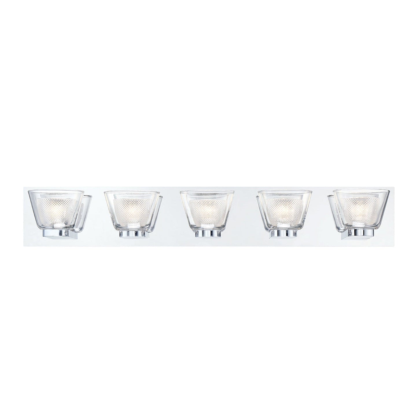 Eurofase Lighting Trent 32" 5-Light Dimmable Integrated LED Chrome Bath Bar With Frosted Clear Glass Shades