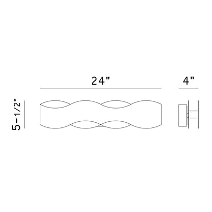 Eurofase Lighting Vaughan 24" Small Bronze Dimmable LED Metal Bath Bar With Bronze & Gold Wavy Metal Shade