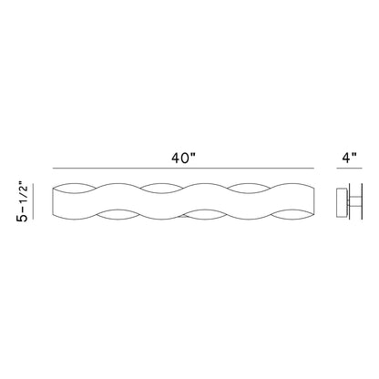 Eurofase Lighting Vaughan 40" Large Bronze Dimmable LED Metal Bath Bar With Bronze & Gold Wavy Metal Shade