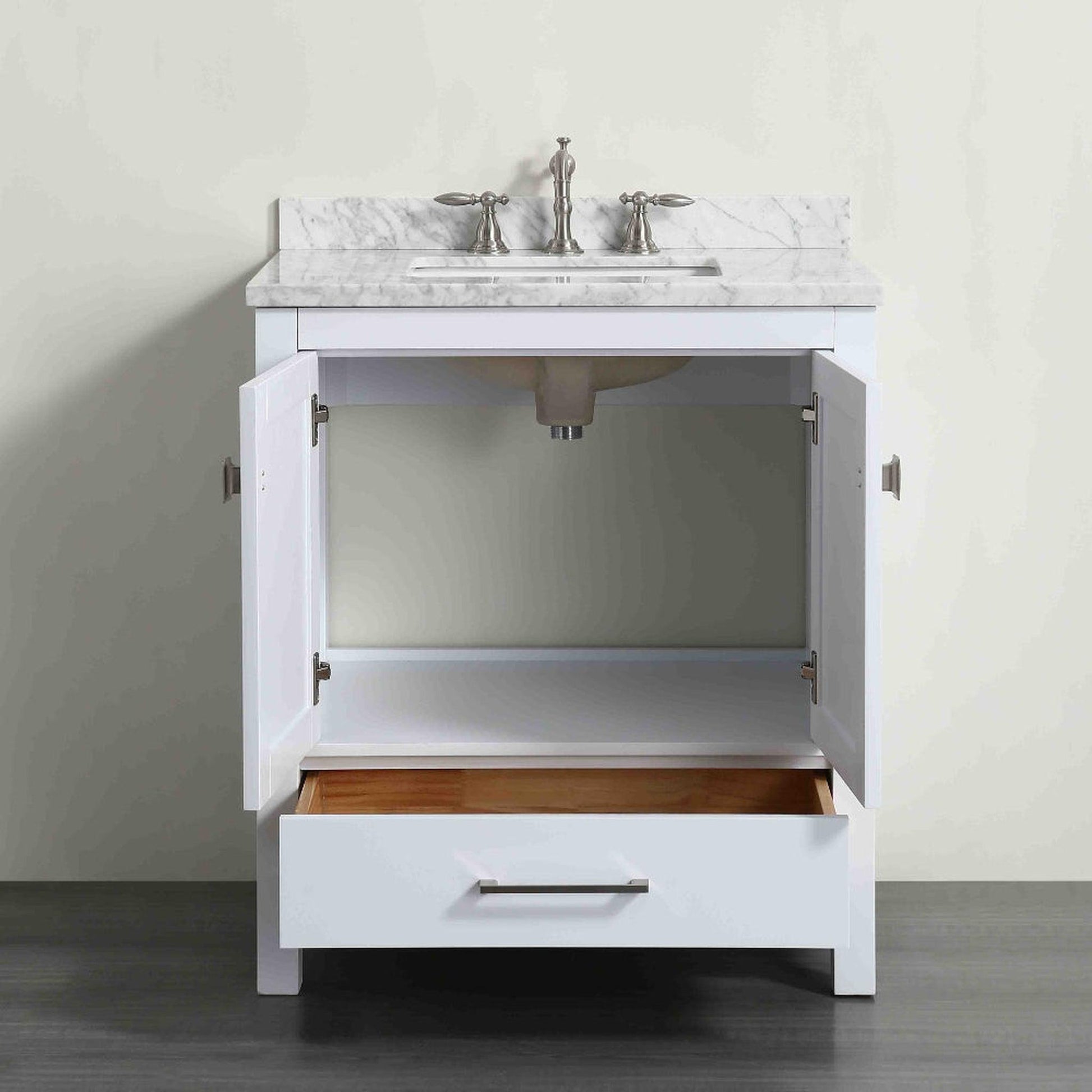 Eviva Aberdeen 24" x 34" White Freestanding Bathroom Vanity With Single Undermount Sink