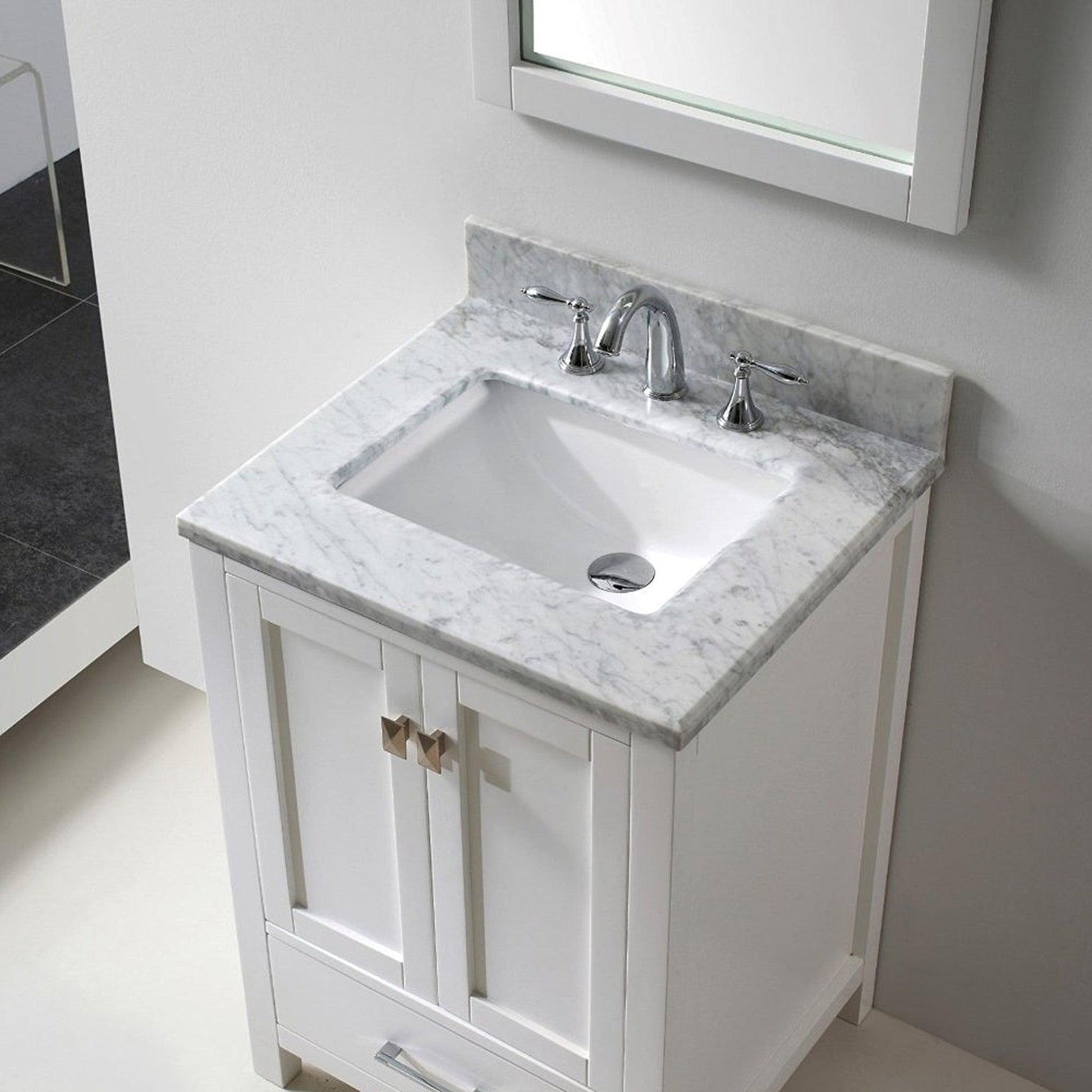 Eviva Aberdeen 24" x 34" White Freestanding Bathroom Vanity With Single Undermount Sink