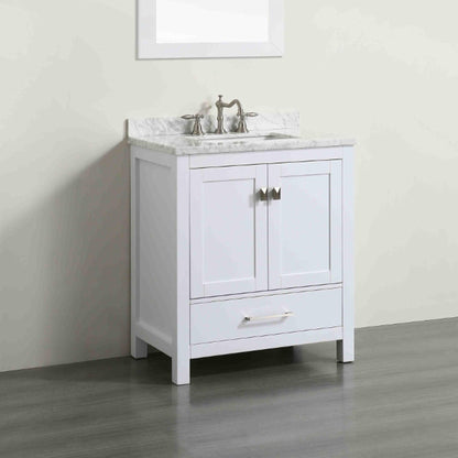 Eviva Aberdeen 24" x 34" White Freestanding Bathroom Vanity With Single Undermount Sink