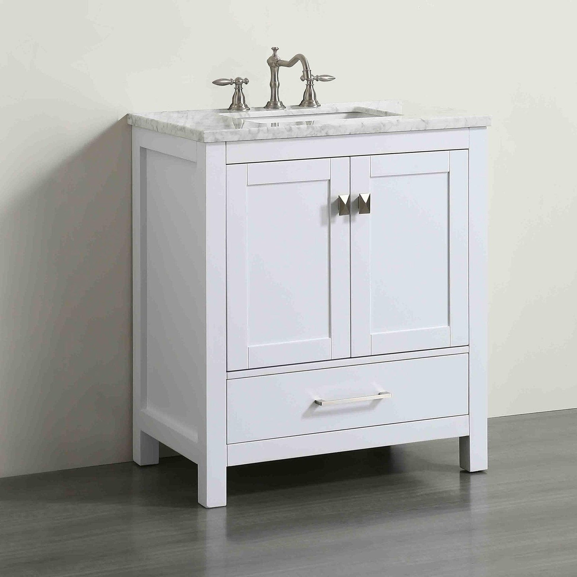 Eviva Aberdeen 30" x 34" White Freestanding Bathroom Vanity With Single Undermount Sink