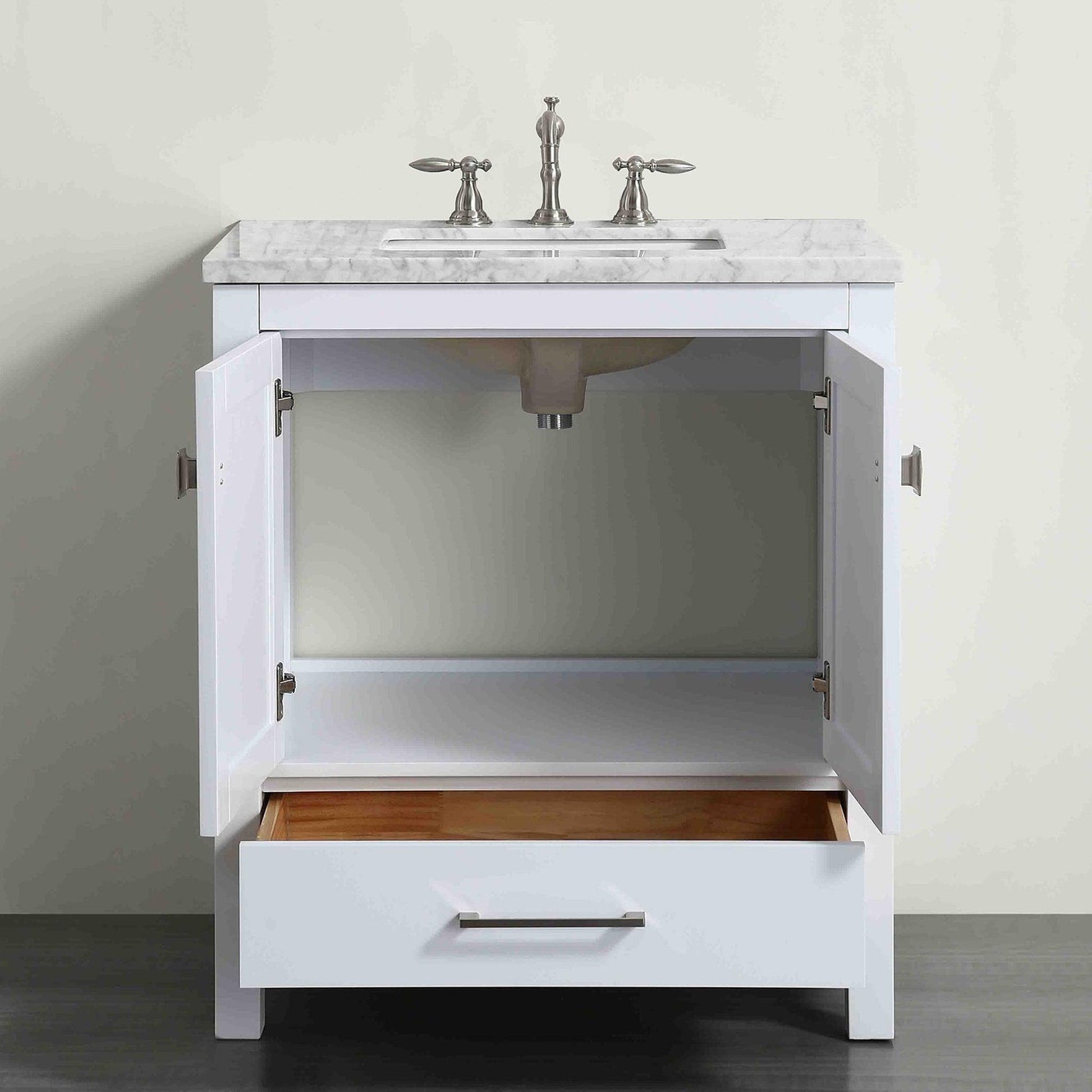 Eviva Aberdeen 30" x 34" White Freestanding Bathroom Vanity With Single Undermount Sink