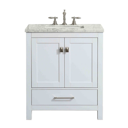 Eviva Aberdeen 30" x 34" White Freestanding Bathroom Vanity With Single Undermount Sink