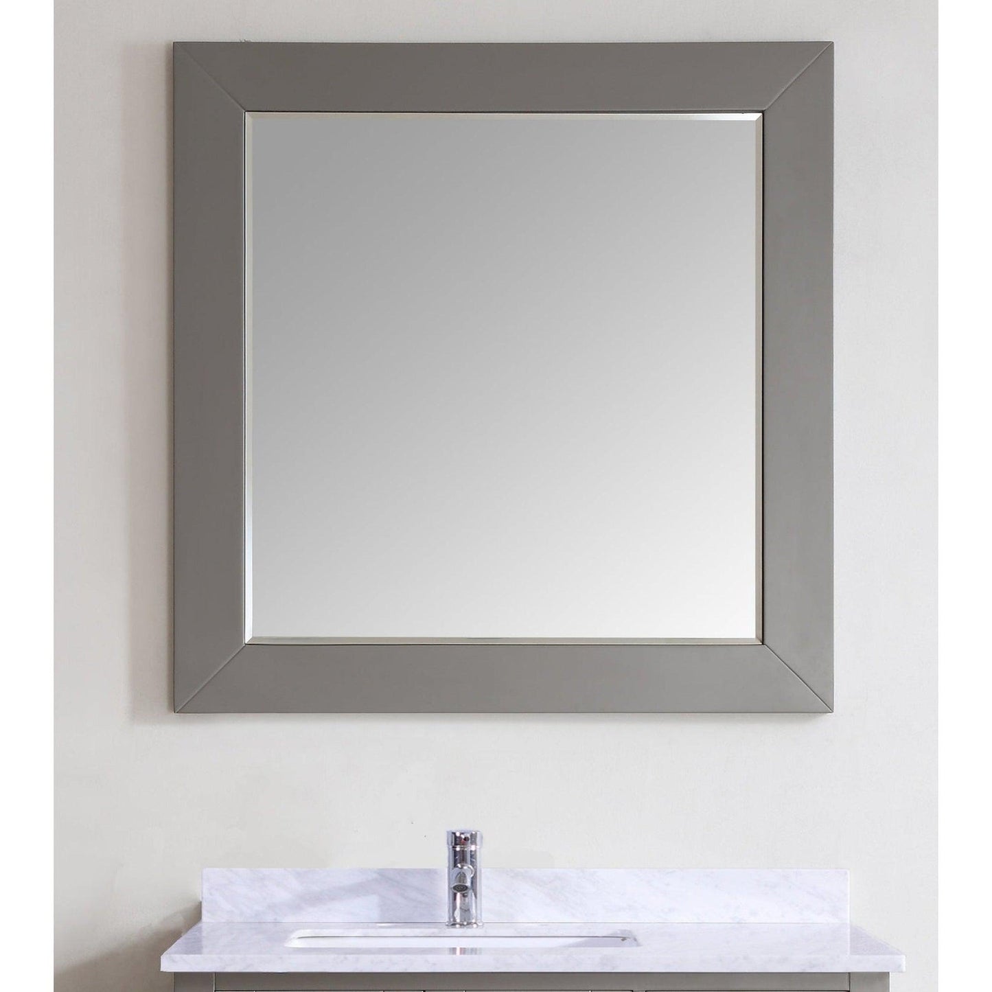 Eviva Aberdeen 36" x 30" Gray Framed Bathroom Wall-Mounted Mirror