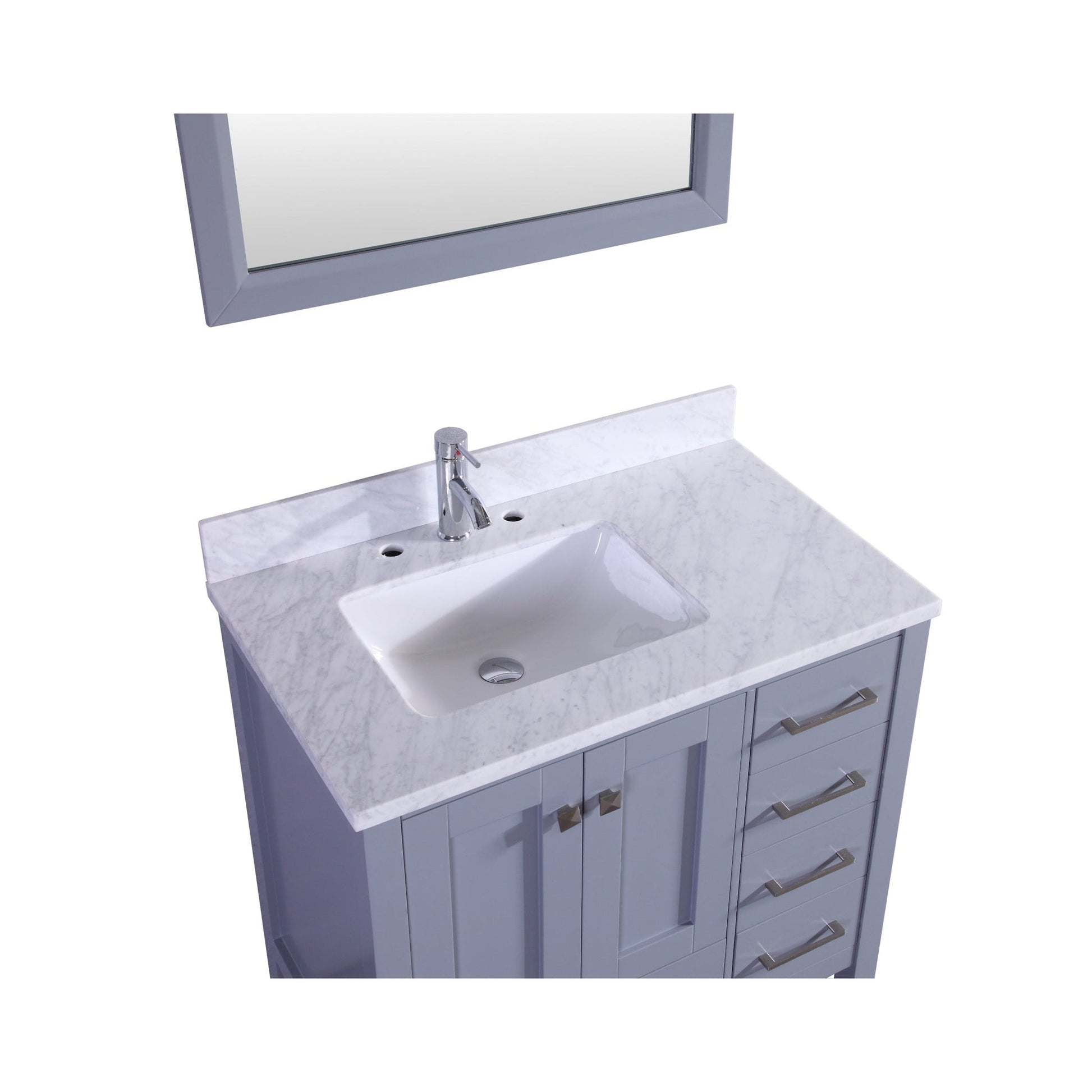 Eviva Aberdeen 36" x 34" Gray Freestanding Bathroom Vanity With Single Undermount Sink