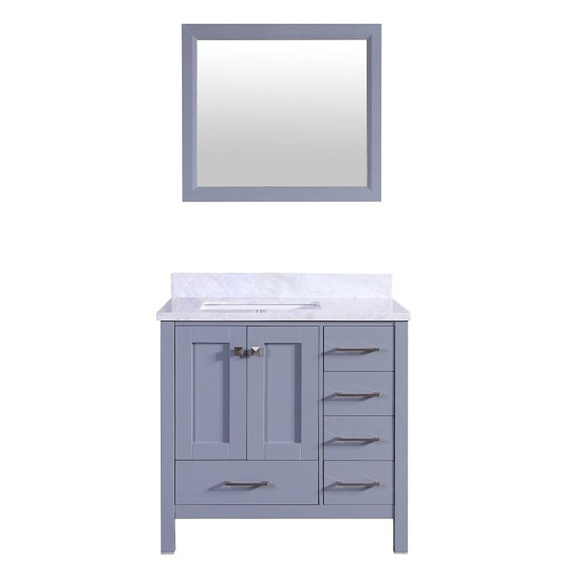 Eviva Aberdeen 36" x 34" Gray Freestanding Bathroom Vanity With Single Undermount Sink