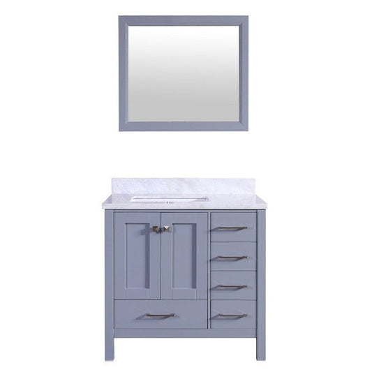 Eviva Aberdeen 36" x 34" Gray Freestanding Bathroom Vanity With Single Undermount Sink