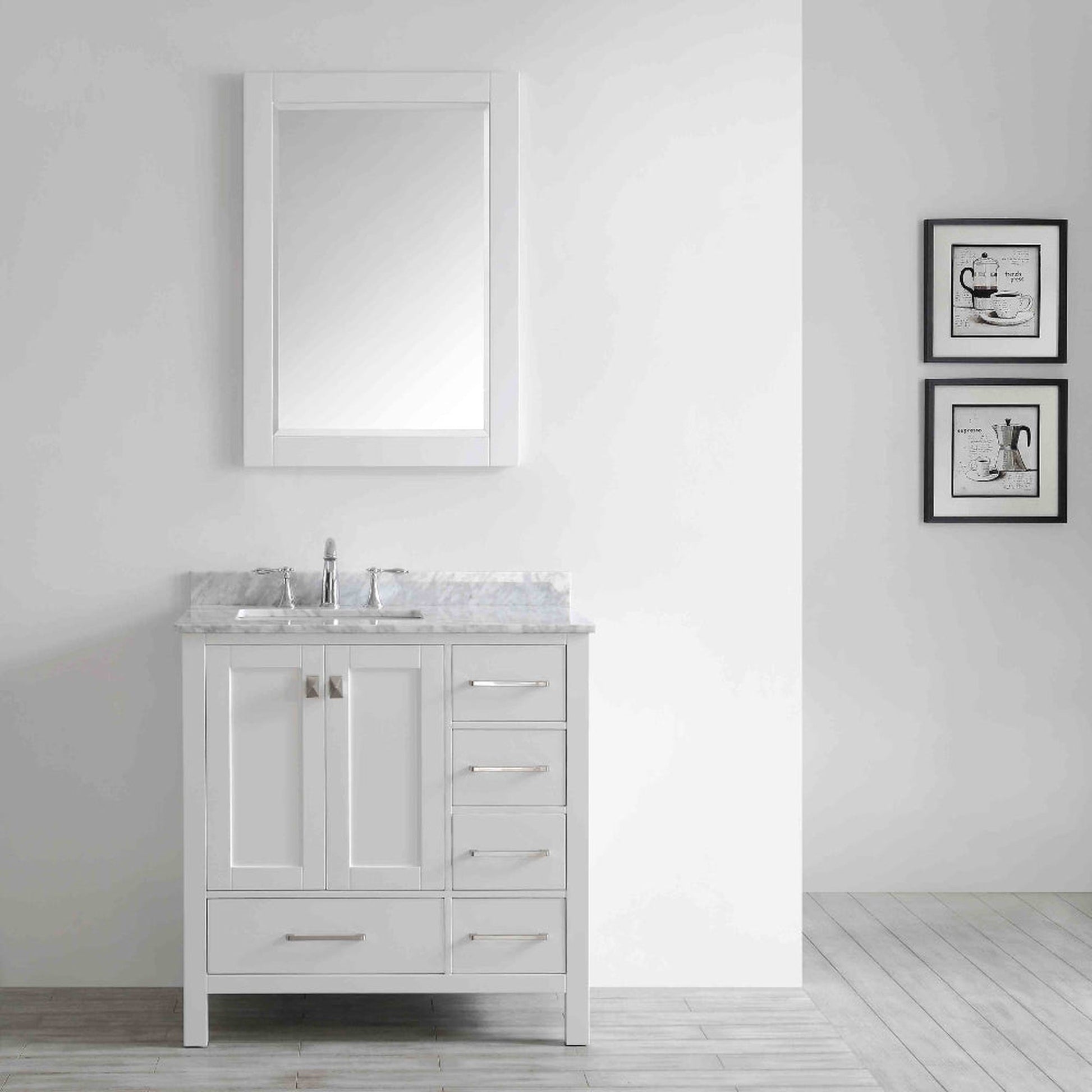 Eviva Aberdeen 36" x 34" White Freestanding Bathroom Vanity With Single Undermount Sink