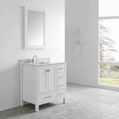 Eviva Aberdeen 36" x 34" White Freestanding Bathroom Vanity With Single Undermount Sink