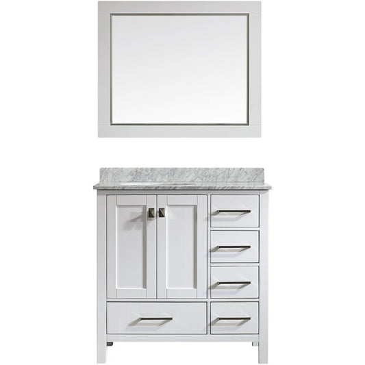 Eviva Aberdeen 36" x 34" White Freestanding Bathroom Vanity With Single Undermount Sink