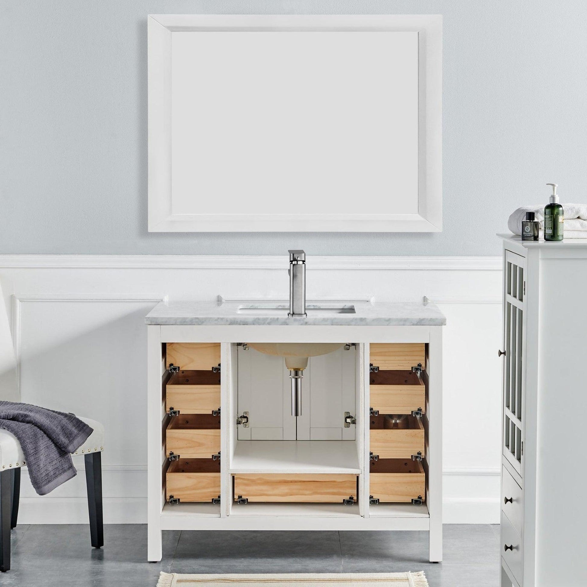 Eviva Aberdeen 42" x 34" Freestanding White Bathroom Vanity With Single Undermount Sink