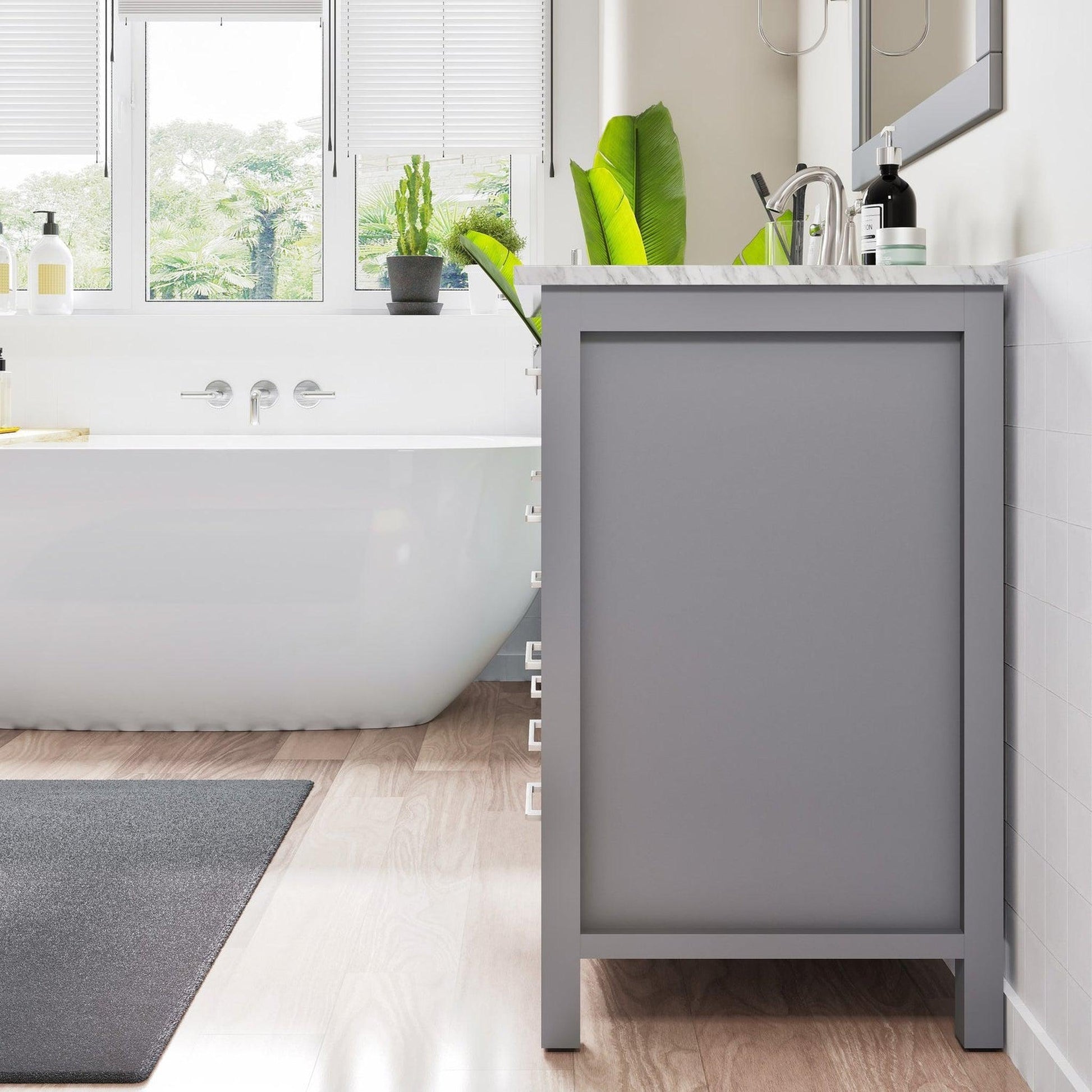 Eviva Aberdeen 42" x 34" Gray Freestanding Bathroom Vanity With Single Undermount Sink
