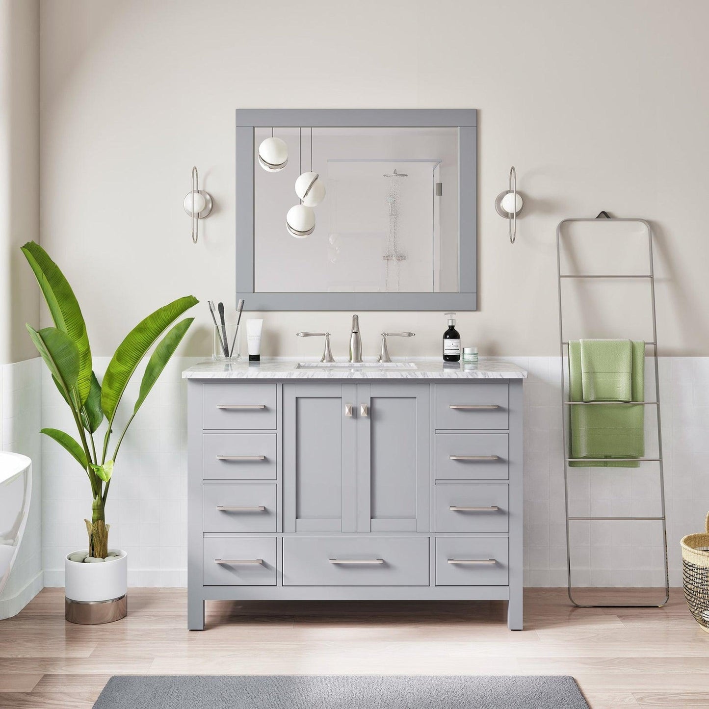 Eviva Aberdeen 42" x 34" Gray Freestanding Bathroom Vanity With Single Undermount Sink