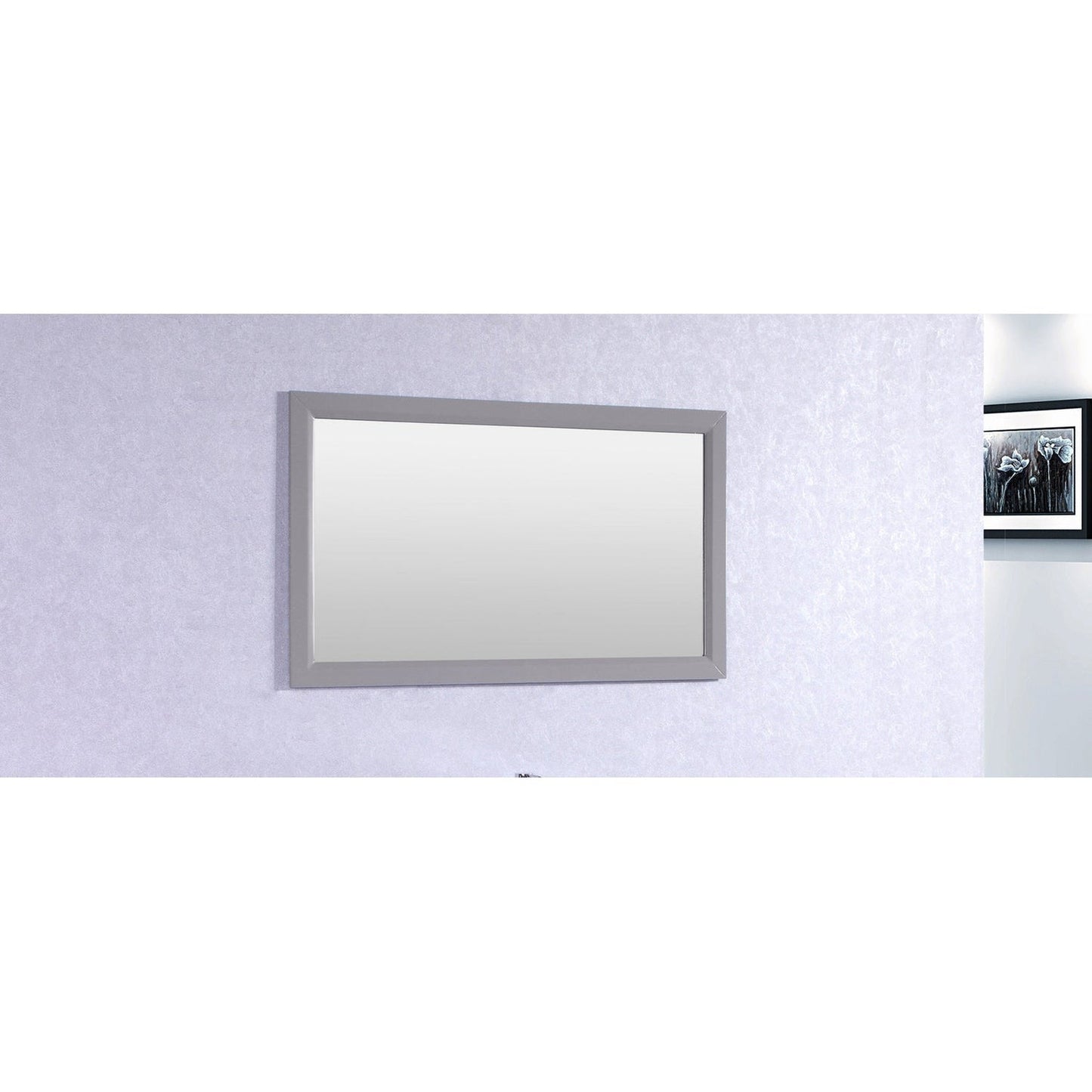 Eviva Aberdeen 48" x 30" Gray Framed Bathroom Wall-Mounted Mirror