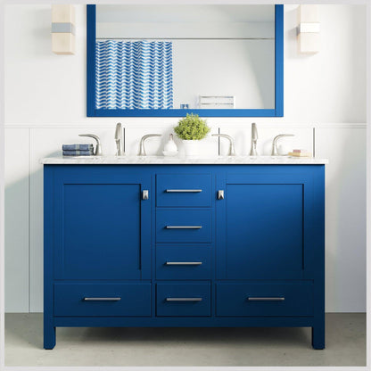 Eviva Aberdeen 48" x 34" Blue Freestanding Bathroom Vanity With Double Undermount Sink