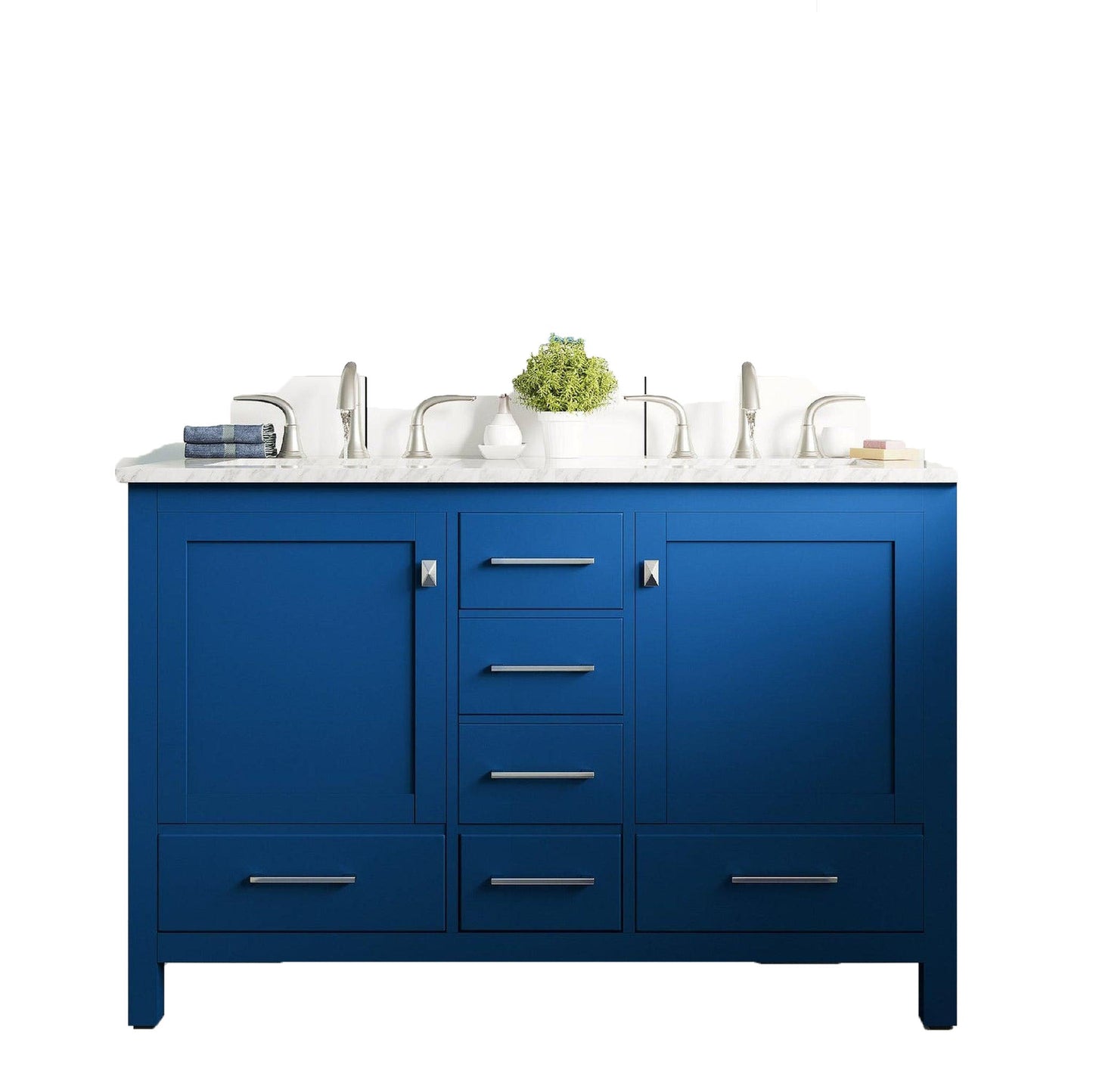 Eviva Aberdeen 48" x 34" Blue Freestanding Bathroom Vanity With Double Undermount Sink