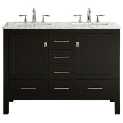 Eviva Aberdeen 48" x 34" Espresso Freestanding Bathroom Vanity With Double Undermount Sink