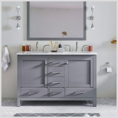 Eviva Aberdeen 48" x 34" Gray Freestanding Bathroom Vanity With Double Undermount Sink