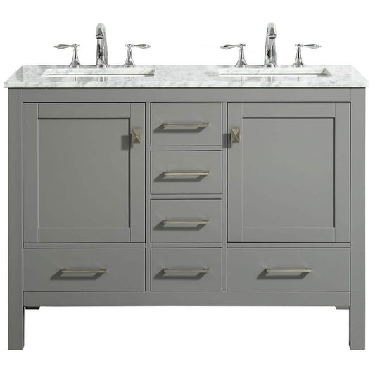 Eviva Aberdeen 48" x 34" Gray Freestanding Bathroom Vanity With Double Undermount Sink