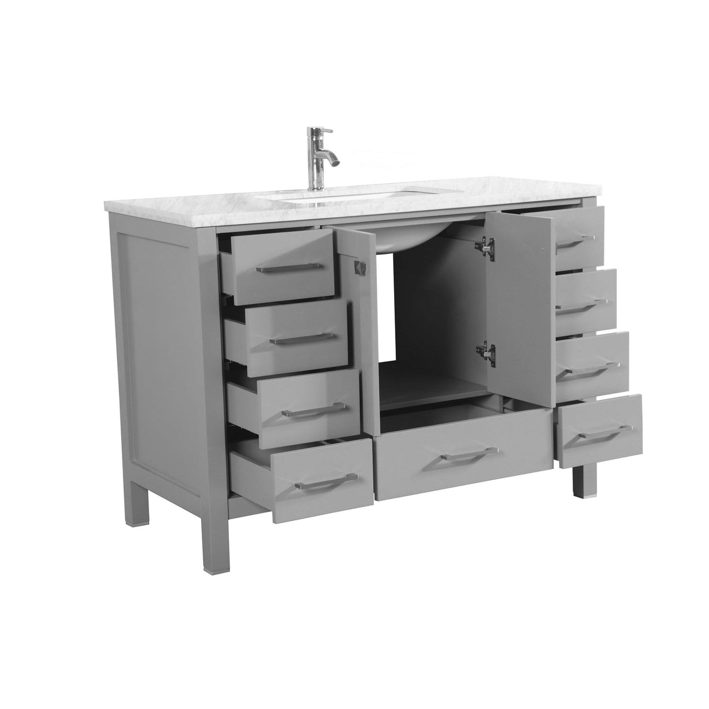 Eviva Aberdeen 48" x 34" Gray Freestanding Bathroom Vanity With Single Undermount Sink