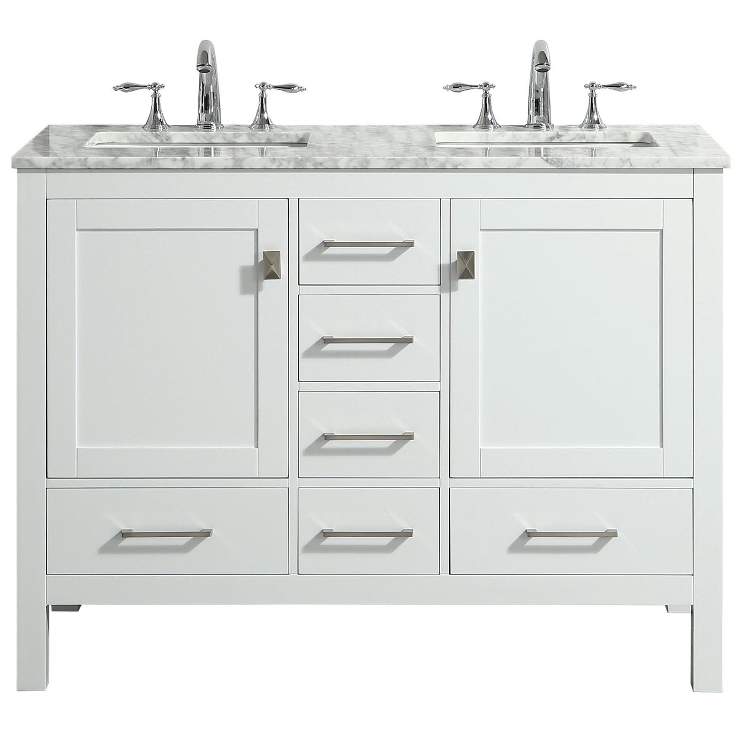 Eviva Aberdeen 48" x 34" White Freestanding Bathroom Vanity With Double Undermount Sink