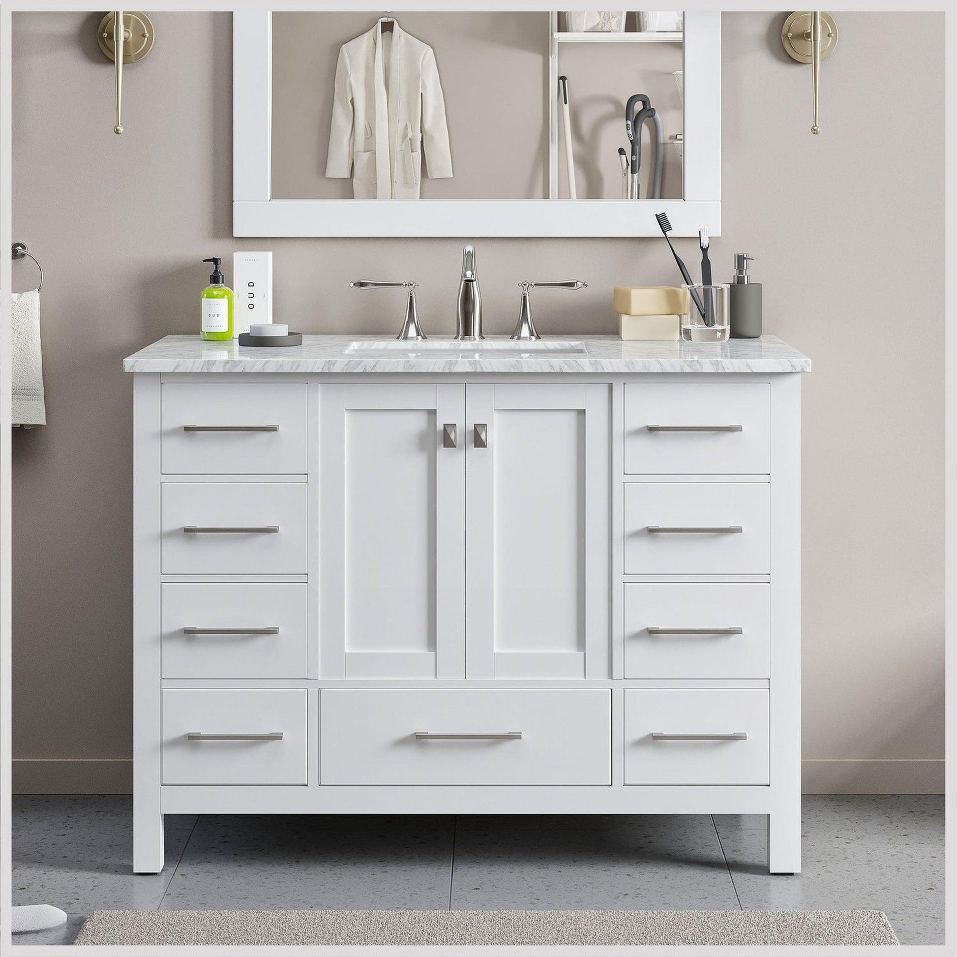 Eviva Aberdeen 48" x 34" White Freestanding Bathroom Vanity With Single Undermount Sink