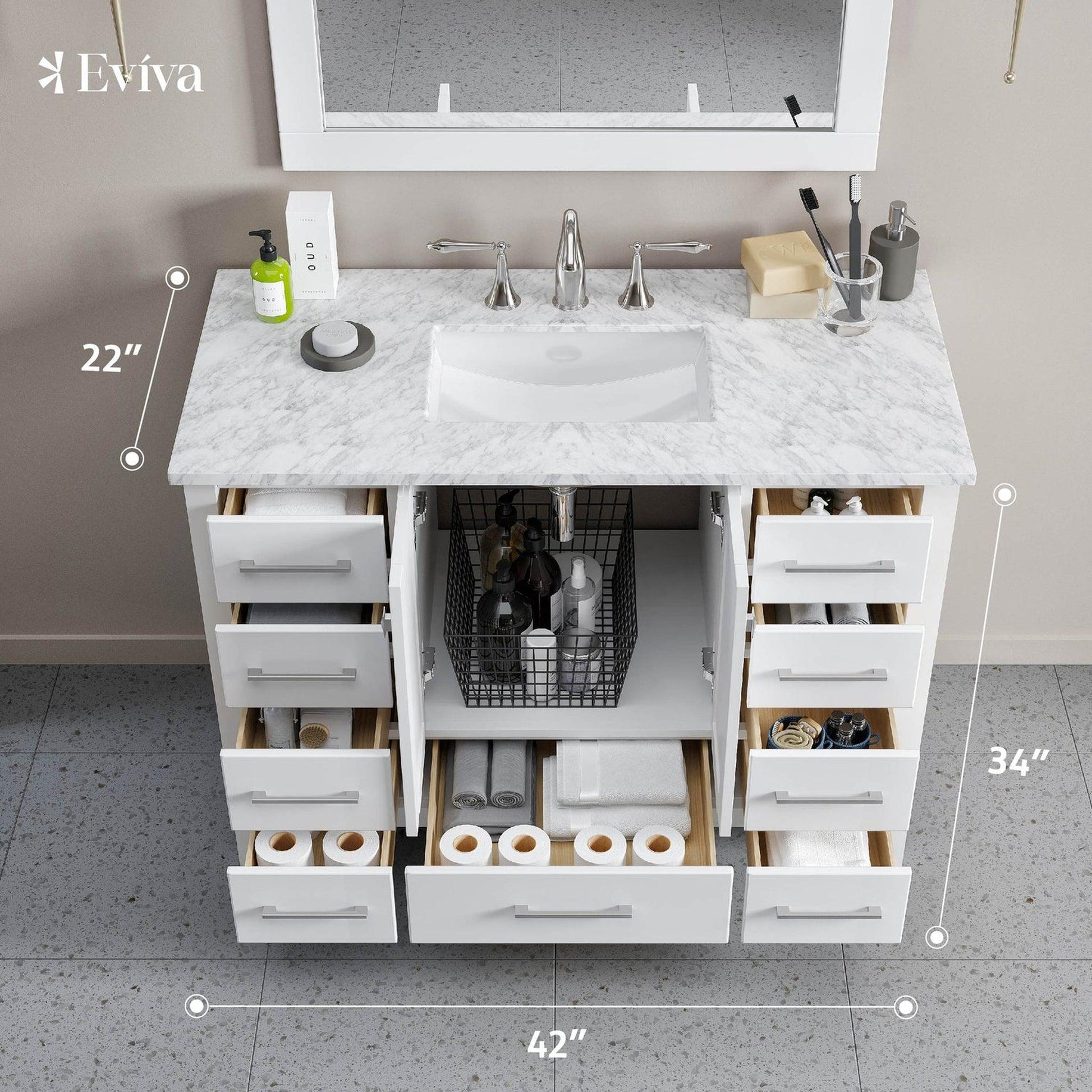 Eviva Aberdeen 48" x 34" White Freestanding Bathroom Vanity With Single Undermount Sink