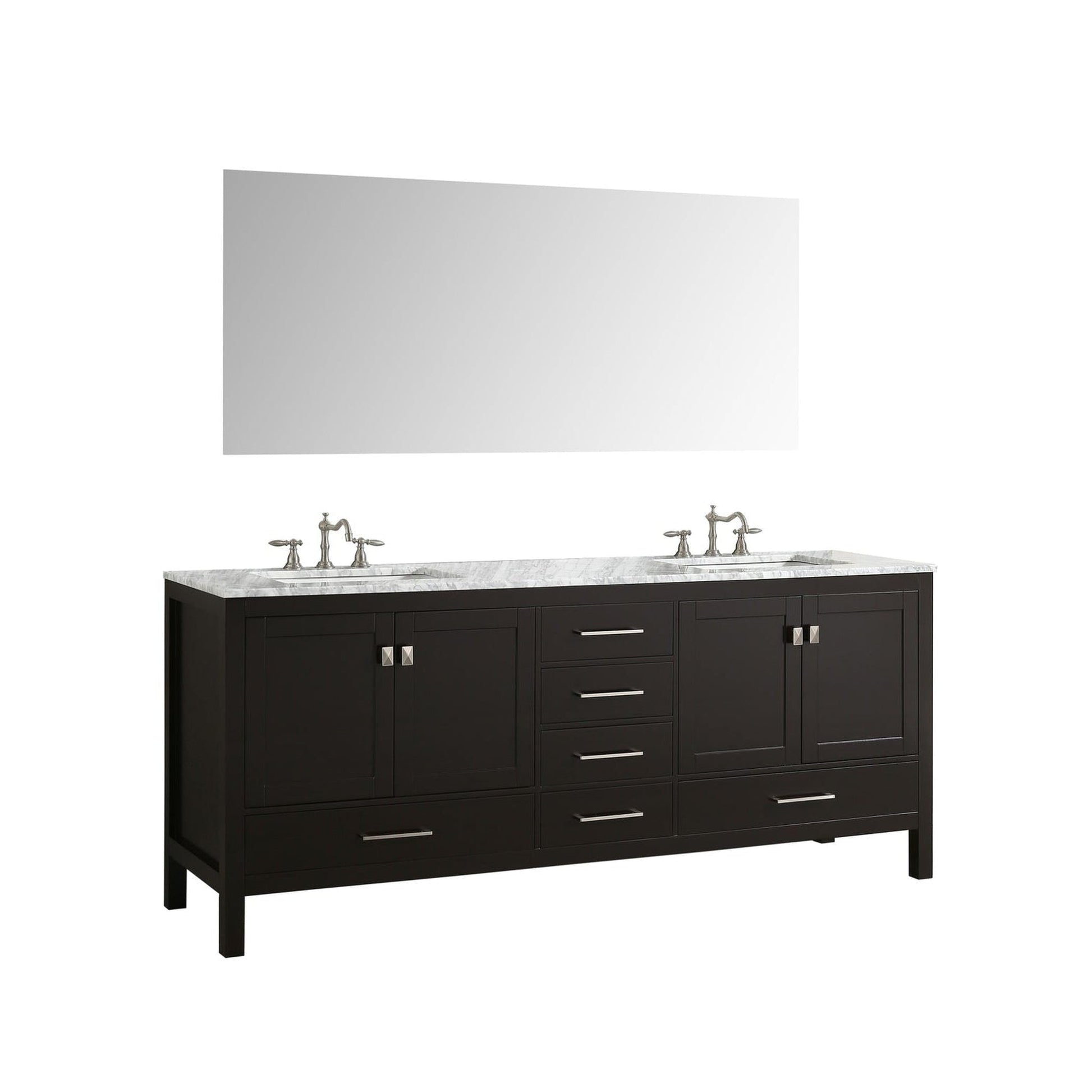 Eviva Aberdeen 60" x 34" Espresso Freestanding Bathroom Vanity With Double Undermount Sink