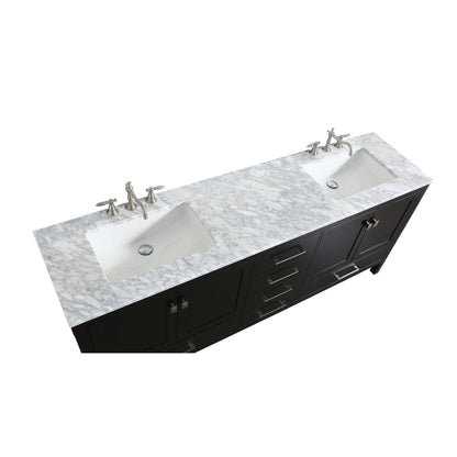 Eviva Aberdeen 60" x 34" Espresso Freestanding Bathroom Vanity With Double Undermount Sink