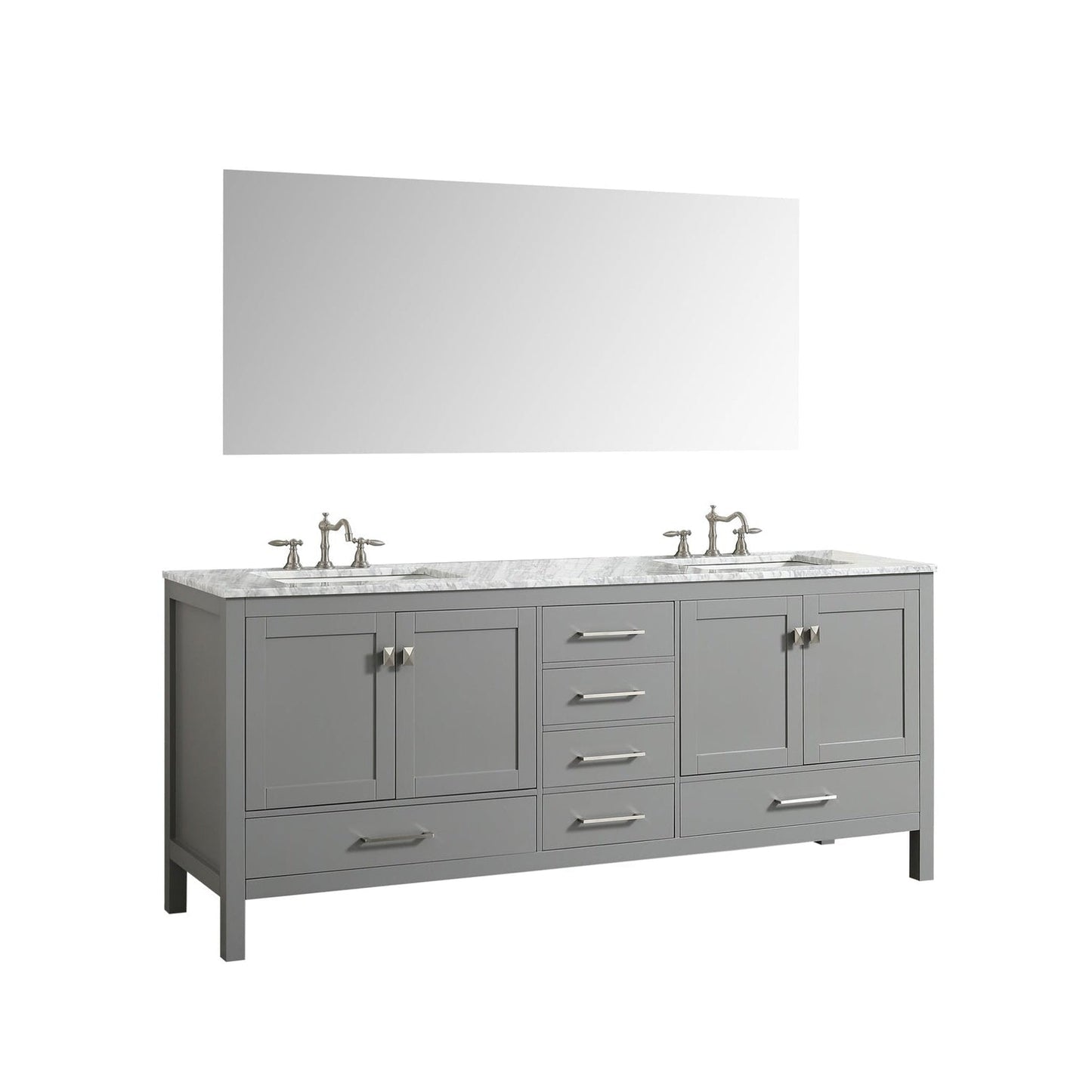 Eviva Aberdeen 60" x 34" Gray Freestanding Bathroom Vanity With Double Undermount Sink