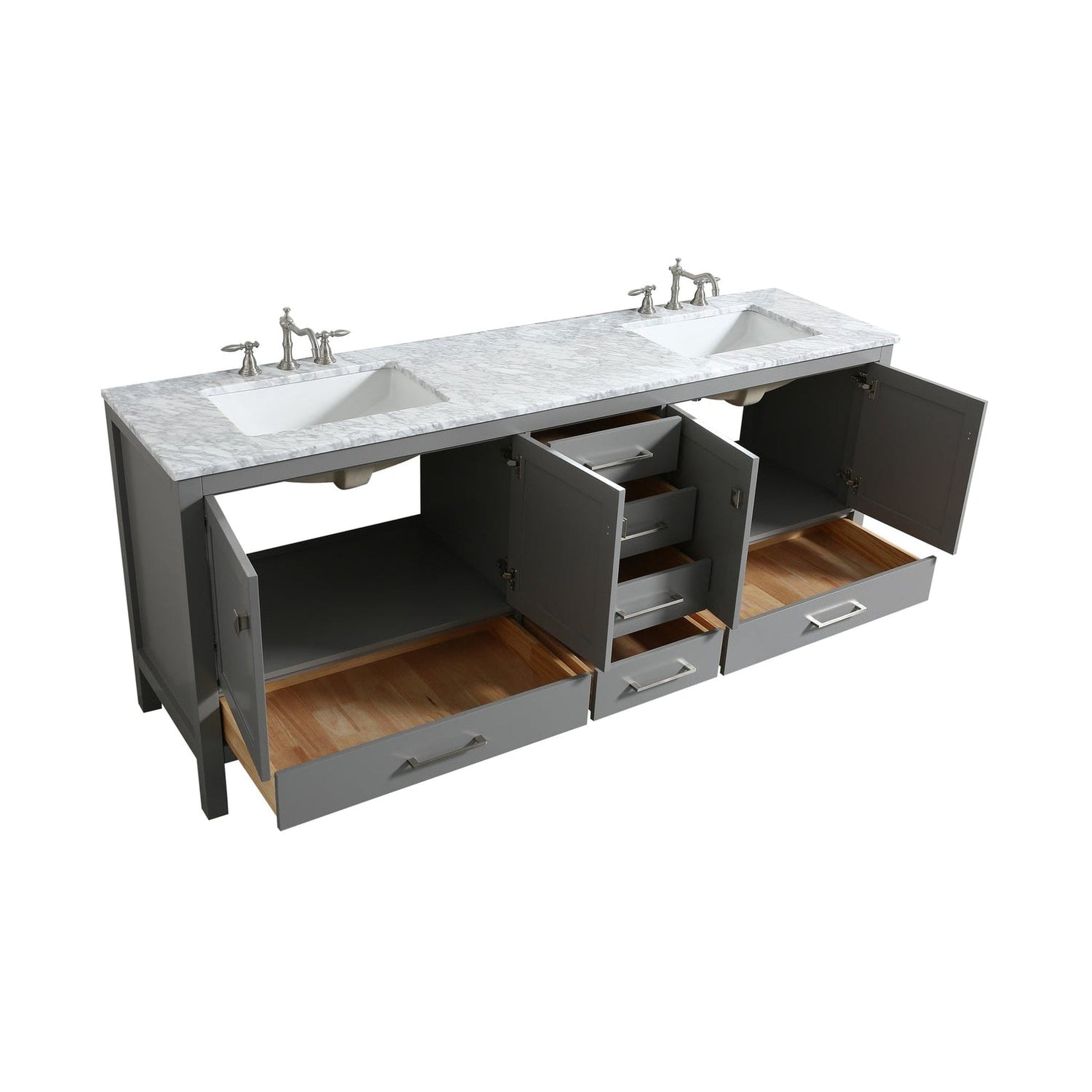 Eviva Aberdeen 60" x 34" Gray Freestanding Bathroom Vanity With Double Undermount Sink