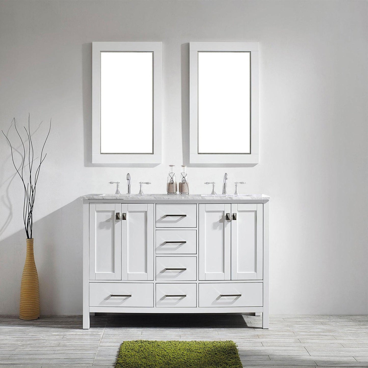 Eviva Aberdeen 60" x 34" White Freestanding Bathroom Vanity With Double Undermount Sink