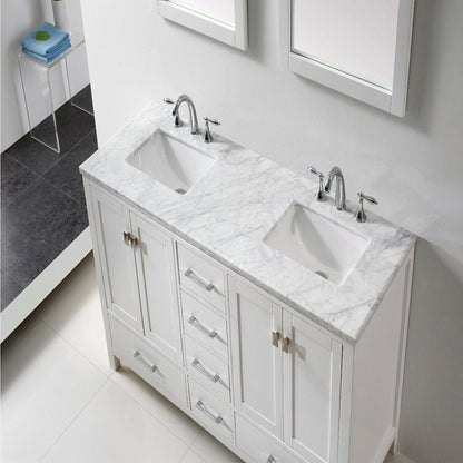 Eviva Aberdeen 60" x 34" White Freestanding Bathroom Vanity With Double Undermount Sink