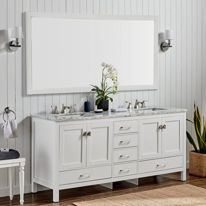 Eviva Aberdeen 60" x 34" White Freestanding Bathroom Vanity With Double Undermount Sink