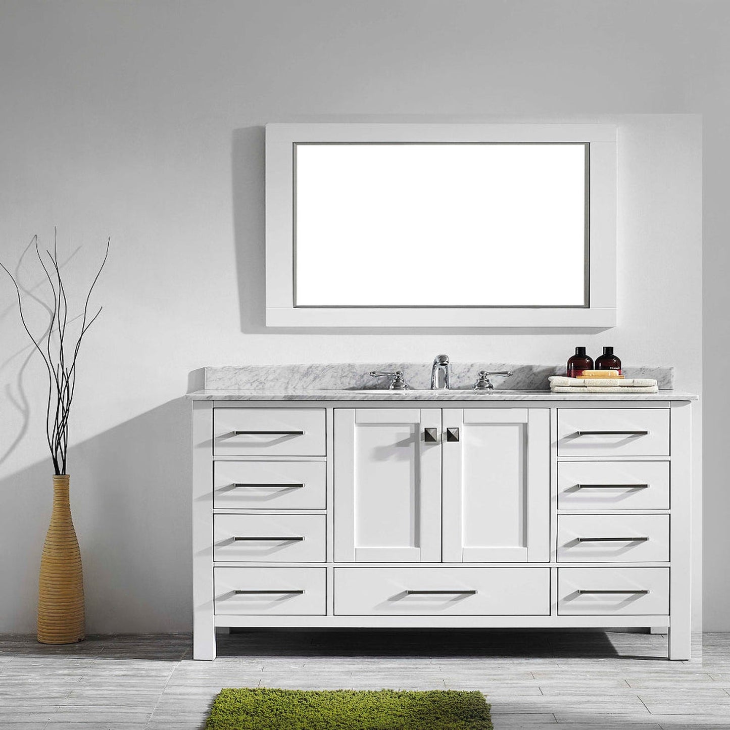 Eviva Aberdeen 60" x 34" White Freestanding Bathroom Vanity With Single Undermount Sink