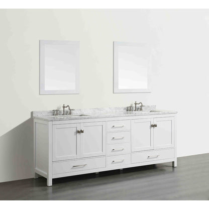 Eviva Aberdeen 72" x 34" White Freestanding Bathroom Vanity With Double Undermount Sink