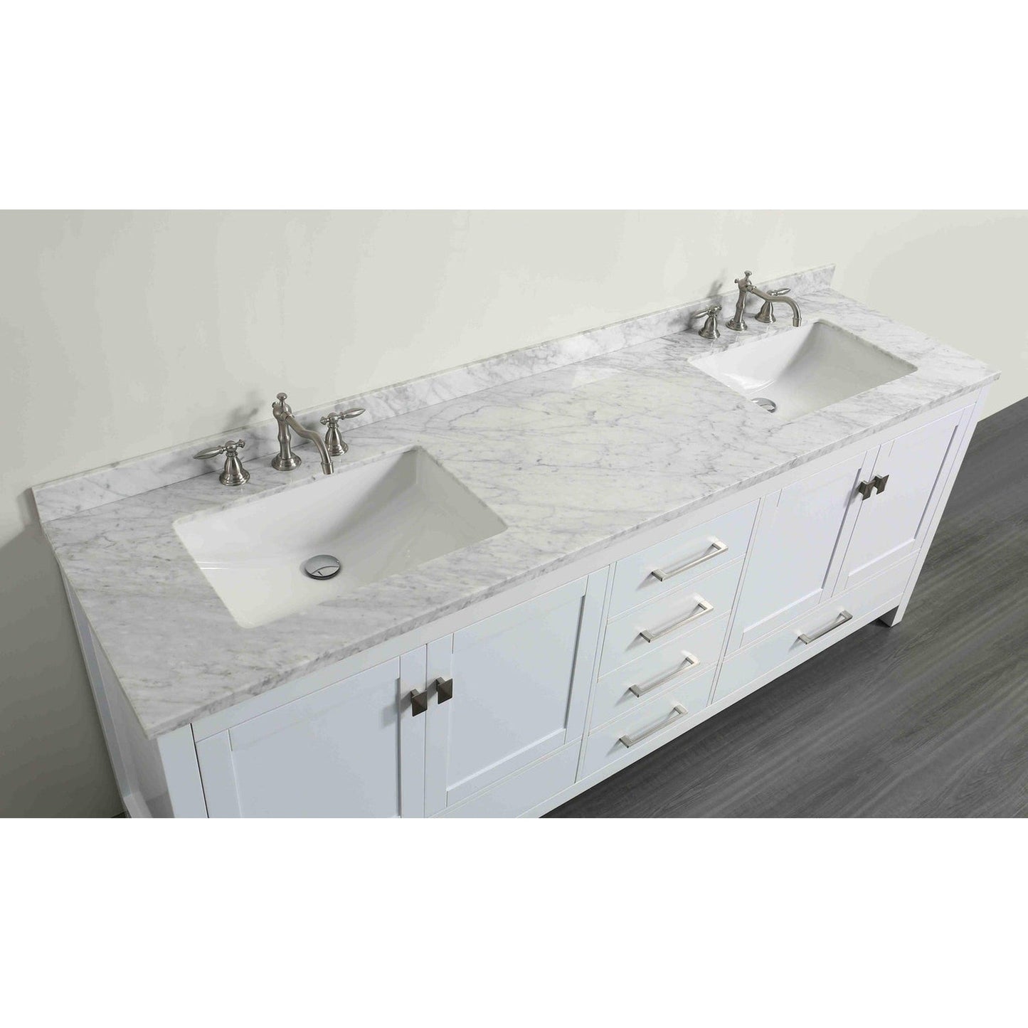 Eviva Aberdeen 72" x 34" White Freestanding Bathroom Vanity With Double Undermount Sink