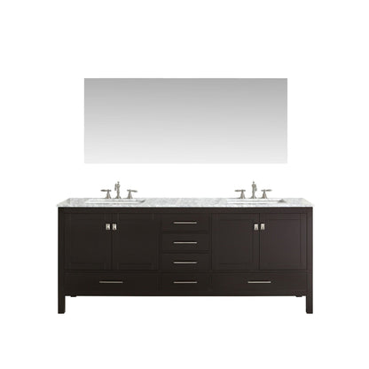 Eviva Aberdeen 78" x 34" Espresso Freestanding Bathroom Vanity With Double Undermount Sink