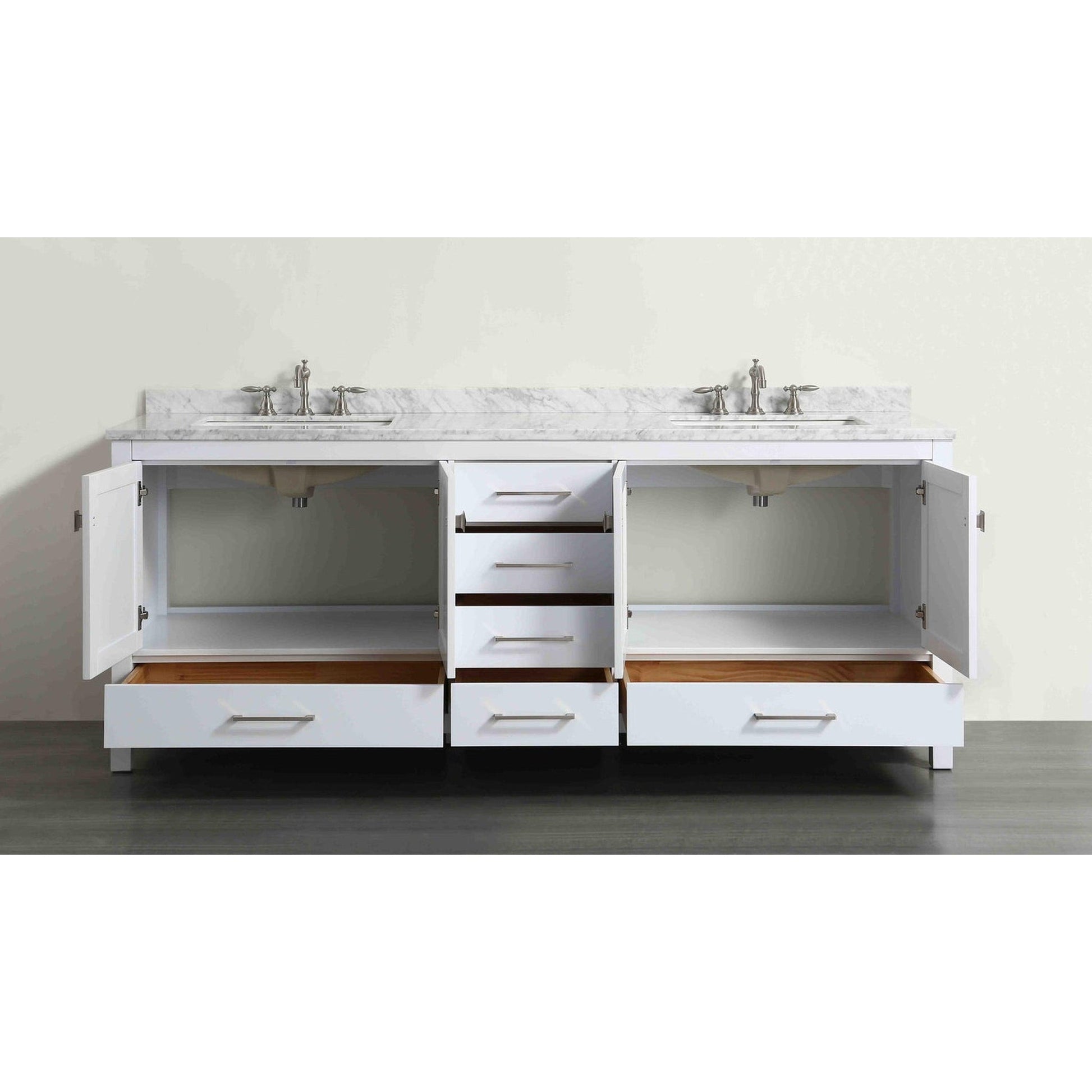 Eviva Aberdeen 78" x 34" White Freestanding Bathroom Vanity With Double Undermount Sink