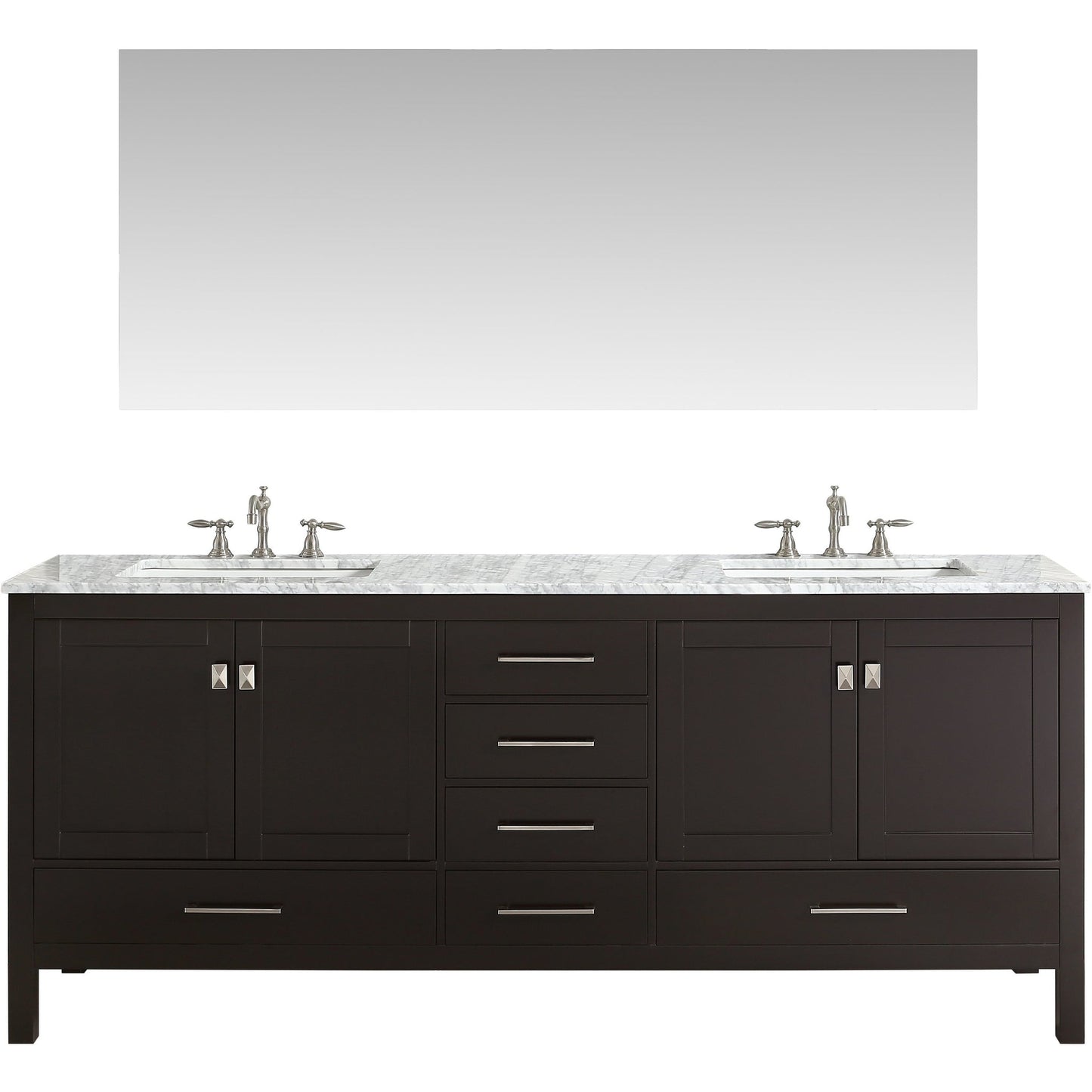 Eviva Aberdeen 84" x 34" Espresso Freestanding Bathroom Vanity With Double Undermount Sink