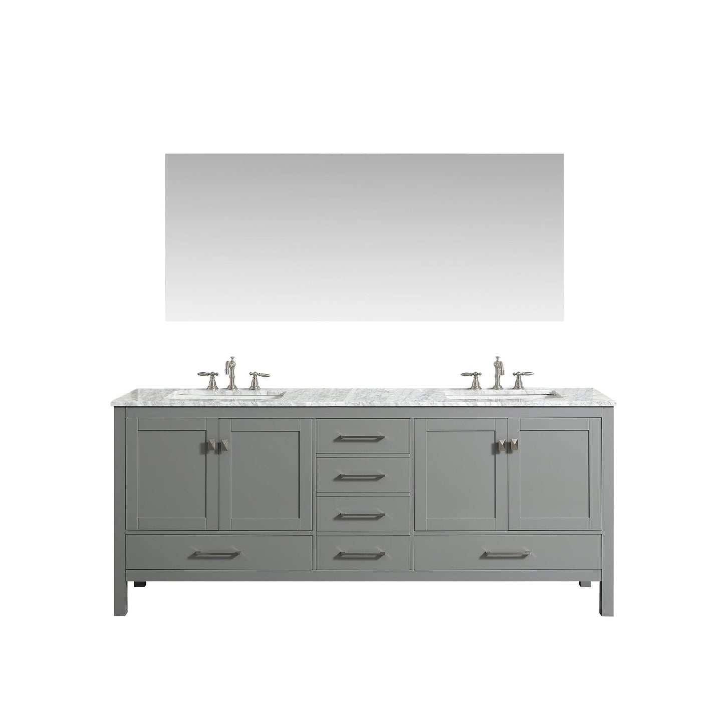 Eviva Aberdeen 84" x 34" Gray Freestanding Bathroom Vanity With Double Undermount Sink