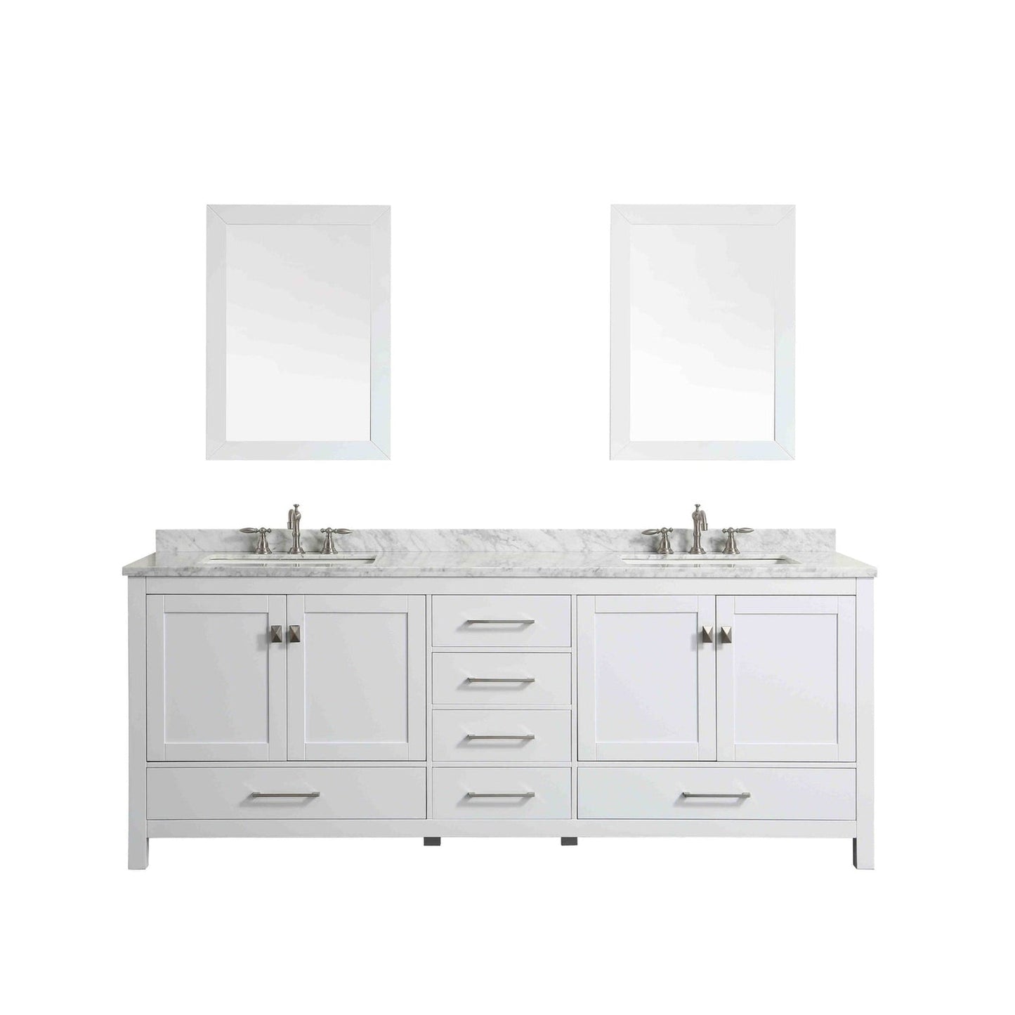 Eviva Aberdeen 84" x 34" White Freestanding Bathroom Vanity With Double Undermount Sink