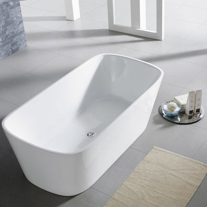 Eviva Aria 67" x 32" White Freestanding Rectangular Acrylic Soaking Bathtub