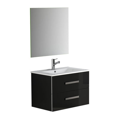 Eviva Astoria 28” x 25” Black Wall-Mounted Bathroom Vanity With White Integrated Porcelain Sink