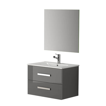 Eviva Astoria 28” x 25” Gray Wall-Mounted Bathroom Vanity With White Integrated Porcelain Sink