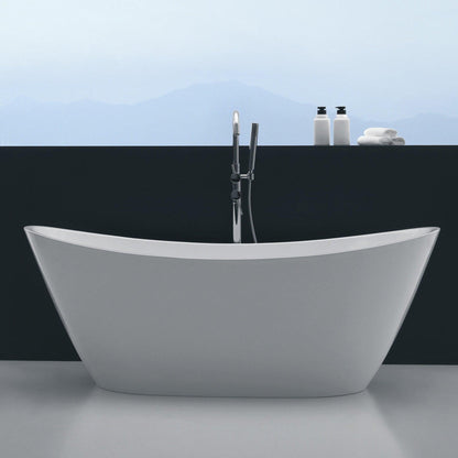Eviva Bella 67" x 32" White Freestanding Acrylic Bathtub With Overflow Chrome Cover