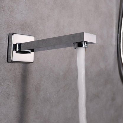 Eviva Beverly Chrome Wall-Mounted Finish Squared Shower Head With Hand Shower and Tub Faucet